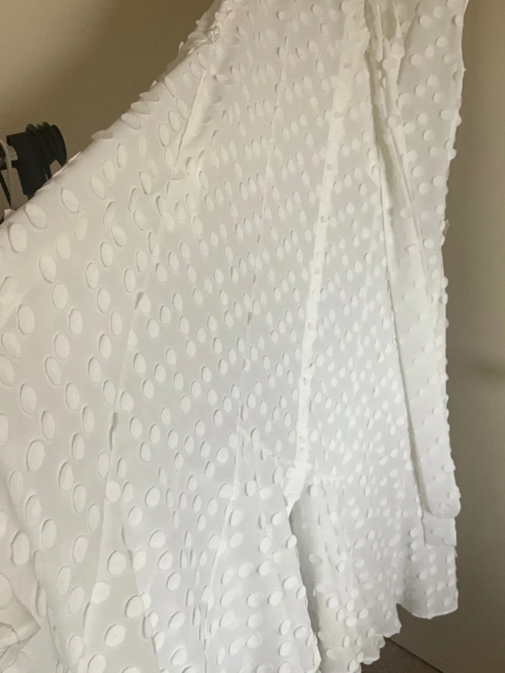 Akris Punto White Sleeveless Dot-Organza High-Low Dress - Picture 5 of 6